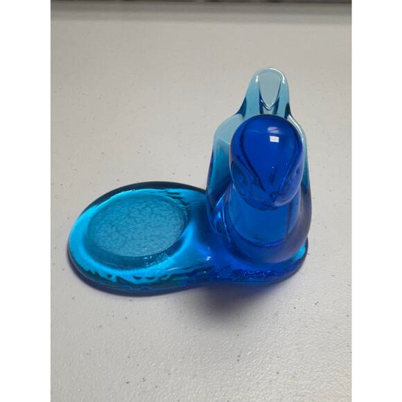 Vintage Leo Ward Signed 1994 Blue Bird Glass Votive/Candle Holder - Picture 1 of 6